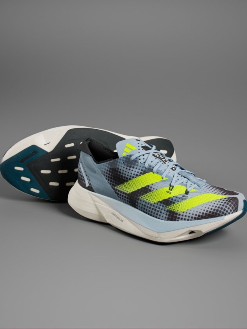adidas Men’s Light Blue & Neon Yellow Performance Running Shoe